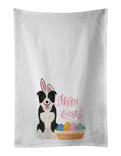 Load image into Gallery viewer, Black and White Border Collie Easter White Kitchen Towel Set of 2 Dish Towels