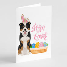 Load image into Gallery viewer, Tricolor Border Collie Easter Greeting Cards -  Blank Note Cards – 8-Pack of Artist-Designed Cards with Envelopes