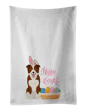Load image into Gallery viewer, Red and White Border Collie Easter White Kitchen Towel Set of 2 Dish Towels