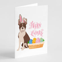 Load image into Gallery viewer, Red Boston Terrier Easter Greeting Cards -  Blank Note Cards – 8-Pack of Artist-Designed Cards with Envelopes