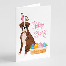 Load image into Gallery viewer, Natural Eared Red Brindle Boxer Easter Greeting Cards -  Blank Note Cards – 8-Pack of Artist-Designed Cards with Envelopes