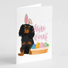 Load image into Gallery viewer, Black and Tan Cavalier Spaniel Easter Greeting Cards -  Blank Note Cards – 8-Pack of Artist-Designed Cards with Envelopes