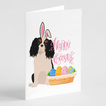 Load image into Gallery viewer, Tricolor Cavalier Spaniel Easter Greeting Cards -  Blank Note Cards – 8-Pack of Artist-Designed Cards with Envelopes