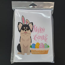 Load image into Gallery viewer, Longhaired Black and White Chihuahua Easter Greeting Cards -  Blank Note Cards – 8-Pack of Artist-Designed Cards with Envelopes