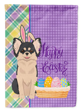 Load image into Gallery viewer, Longhaired Black and White Chihuahua Easter Garden Flag – Decorative Outdoor Yard Flag