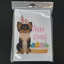 Load image into Gallery viewer, Longhaired Black and Tan Chihuahua Easter Greeting Cards -  Blank Note Cards – 8-Pack of Artist-Designed Cards with Envelopes