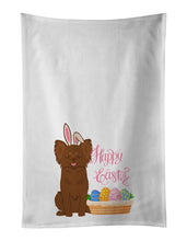 Load image into Gallery viewer, Longhaired Chocolate Chihuahua Easter White Kitchen Towel Set of 2 Dish Towels