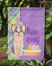 Load image into Gallery viewer, Longhaired Blue and White Chihuahua Easter Garden Flag – Decorative Outdoor Yard Flag