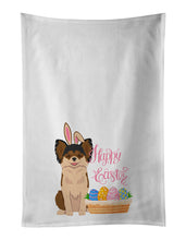 Load image into Gallery viewer, Longhaired Black and Red Chihuahua Easter White Kitchen Towel Set of 2 Dish Towels