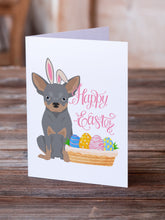 Load image into Gallery viewer, Blue and Tan Chihuahua Easter Greeting Cards -  Blank Note Cards – 8-Pack of Artist-Designed Cards with Envelopes