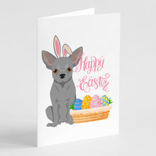 Load image into Gallery viewer, Silver Chihuahua Easter Greeting Cards -  Blank Note Cards – 8-Pack of Artist-Designed Cards with Envelopes