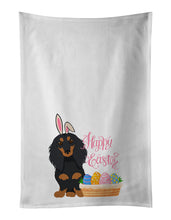 Load image into Gallery viewer, Longhair Black and Tan Dachshund Easter White Kitchen Towel Set of 2 Dish Towels