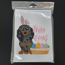 Load image into Gallery viewer, Longhair Blue and Tan Dapple Dachshund Easter Greeting Cards -  Blank Note Cards – 8-Pack of Artist-Designed Cards with Envelopes