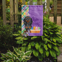 Load image into Gallery viewer, Longhair Blue and Tan Dapple Dachshund Easter Garden Flag – Decorative Outdoor Yard Flag