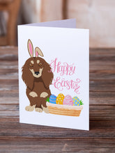 Load image into Gallery viewer, Longhair Chocolate and Cream Dachshund Easter Greeting Cards -  Blank Note Cards – 8-Pack of Artist-Designed Cards with Envelopes