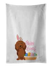 Load image into Gallery viewer, Longhair Red Dachshund Easter White Kitchen Towel Set of 2 Dish Towels