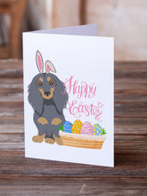 Load image into Gallery viewer, Longhair Blue and Tan Dachshund Easter Greeting Cards -  Blank Note Cards – 8-Pack of Artist-Designed Cards with Envelopes