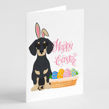 Load image into Gallery viewer, Black and Cream Dachshund Easter Greeting Cards -  Blank Note Cards – 8-Pack of Artist-Designed Cards with Envelopes