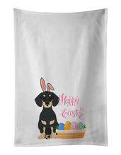 Load image into Gallery viewer, Black and Cream Dachshund Easter White Kitchen Towel Set of 2 Dish Towels
