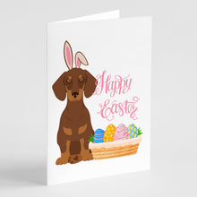Load image into Gallery viewer, Chocolate and Tan Dachshund Easter Greeting Cards -  Blank Note Cards – 8-Pack of Artist-Designed Cards with Envelopes