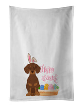 Load image into Gallery viewer, Chocolate and Tan Dachshund Easter White Kitchen Towel Set of 2 Dish Towels