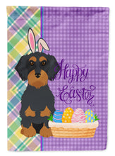 Load image into Gallery viewer, Wirehair Black and Tan Dachshund Easter Garden Flag – Decorative Outdoor Yard Flag