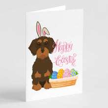 Load image into Gallery viewer, Wirehair Chocolate and Tan Dachshund Easter Greeting Cards -  Blank Note Cards – 8-Pack of Artist-Designed Cards with Envelopes