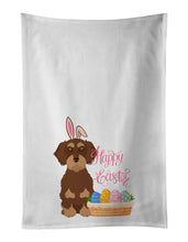 Load image into Gallery viewer, Wirehair Red and Tan Dachshund Easter White Kitchen Towel Set of 2 Dish Towels