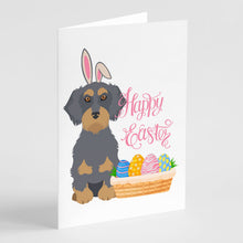 Load image into Gallery viewer, Wirehair Blue and Tan Dachshund Easter Greeting Cards -  Blank Note Cards – 8-Pack of Artist-Designed Cards with Envelopes