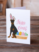 Load image into Gallery viewer, Black and Tan Doberman Pinscher Easter Greeting Cards -  Blank Note Cards – 8-Pack of Artist-Designed Cards with Envelopes