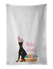 Load image into Gallery viewer, Black and Tan Doberman Pinscher Easter White Kitchen Towel Set of 2 Dish Towels