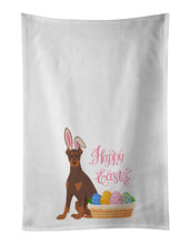 Load image into Gallery viewer, Red and Tan Doberman Pinscher Easter White Kitchen Towel Set of 2 Dish Towels