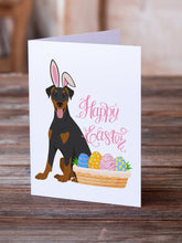 Load image into Gallery viewer, Natural Ear Black and Tan Doberman Pinscher Easter Greeting Cards -  Blank Note Cards – 8-Pack of Artist-Designed Cards with Envelopes