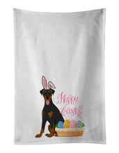 Load image into Gallery viewer, Natural Ear Black and Tan Doberman Pinscher Easter White Kitchen Towel Set of 2 Dish Towels