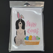Load image into Gallery viewer, Black English Springer Spaniel Easter Greeting Cards -  Blank Note Cards – 8-Pack of Artist-Designed Cards with Envelopes