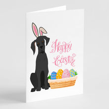 Load image into Gallery viewer, Black Great Dane Easter Greeting Cards -  Blank Note Cards – 8-Pack of Artist-Designed Cards with Envelopes