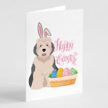 Load image into Gallery viewer, Old English Sheepdog Easter Greeting Cards -  Blank Note Cards – 8-Pack of Artist-Designed Cards with Envelopes