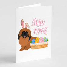 Load image into Gallery viewer, Red Pekingese Easter Greeting Cards -  Blank Note Cards – 8-Pack of Artist-Designed Cards with Envelopes