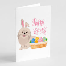Load image into Gallery viewer, White Pekingese Easter Greeting Cards -  Blank Note Cards – 8-Pack of Artist-Designed Cards with Envelopes