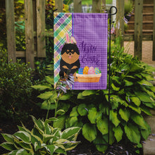 Load image into Gallery viewer, Black and Tan Pomeranian Easter Garden Flag – Decorative Outdoor Yard Flag