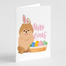 Load image into Gallery viewer, Orange Pomeranian Easter Greeting Cards -  Blank Note Cards – 8-Pack of Artist-Designed Cards with Envelopes