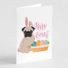 Load image into Gallery viewer, Fawn Pug Easter Greeting Cards -  Blank Note Cards – 8-Pack of Artist-Designed Cards with Envelopes