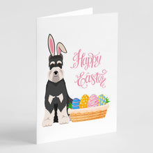 Load image into Gallery viewer, Black and Silver Schnauzer Easter Greeting Cards -  Blank Note Cards – 8-Pack of Artist-Designed Cards with Envelopes