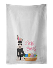 Load image into Gallery viewer, Black and Silver Schnauzer Easter White Kitchen Towel Set of 2 Dish Towels