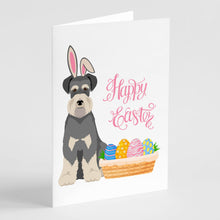 Load image into Gallery viewer, Salt Pepper Natural Ears Schnauzer Easter Greeting Cards -  Blank Note Cards – 8-Pack of Artist-Designed Cards with Envelopes