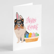 Load image into Gallery viewer, Blue Merle Sheltie Easter Greeting Cards -  Blank Note Cards – 8-Pack of Artist-Designed Cards with Envelopes