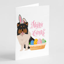 Load image into Gallery viewer, Tricolor Sheltie Easter Greeting Cards -  Blank Note Cards – 8-Pack of Artist-Designed Cards with Envelopes