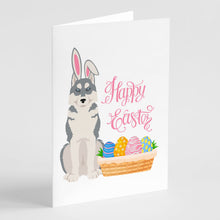 Load image into Gallery viewer, Grey Siberian Husky Easter Greeting Cards -  Blank Note Cards – 8-Pack of Artist-Designed Cards with Envelopes