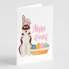 Load image into Gallery viewer, Red Siberian Husky Easter Greeting Cards -  Blank Note Cards – 8-Pack of Artist-Designed Cards with Envelopes