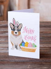 Load image into Gallery viewer, Blue Merle Cardigan Corgi Easter Greeting Cards -  Blank Note Cards – 8-Pack of Artist-Designed Cards with Envelopes